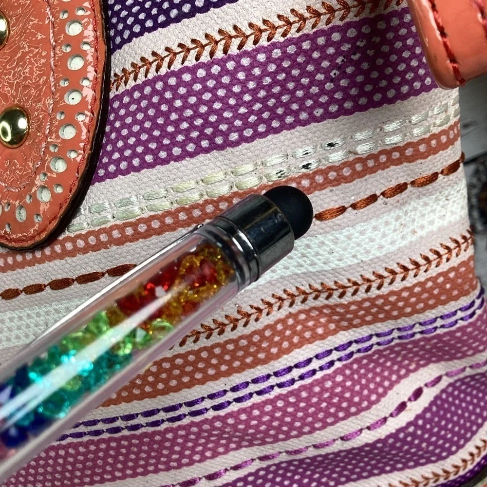 VINTAGE‎ COACH TOTE BAG #23843 POPPY SEQUINS PURSE MULTICOLOR PURPLE